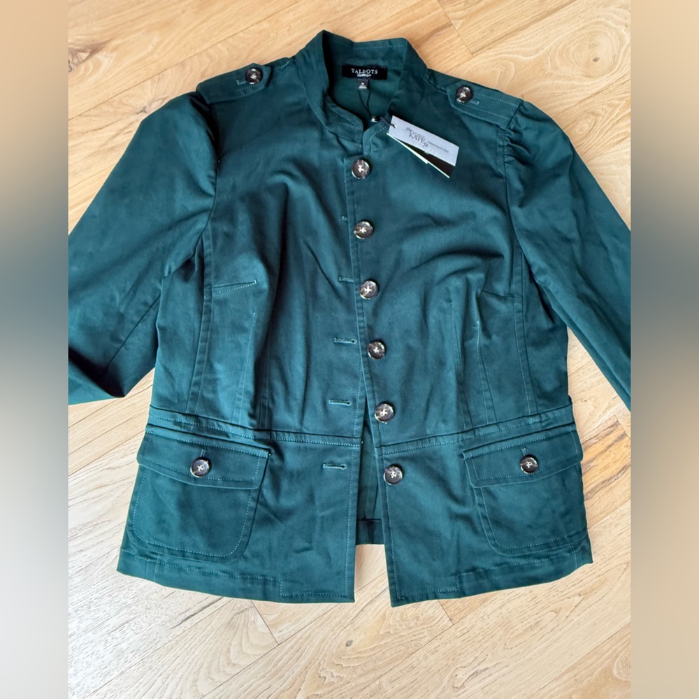 Talbots Forest Green Military Style Jacket  Plus Size - NWT - Size 18 - Picture 3 of 15